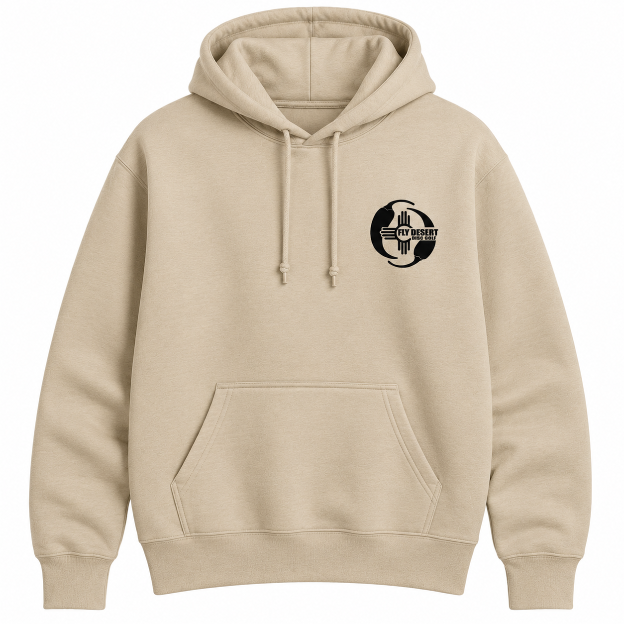 FLY DESERT DISC GOLF - YIN YANG CHILE LOGO HOODIE (MEDIUM) - TAN