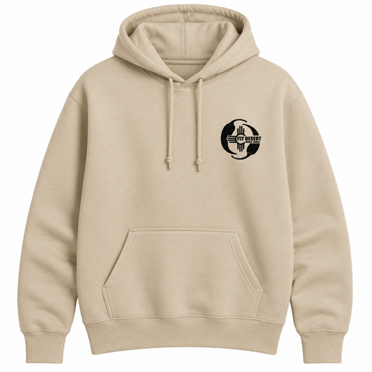 FLY DESERT DISC GOLF - YIN YANG CHILE LOGO HOODIE (MEDIUM) - TAN