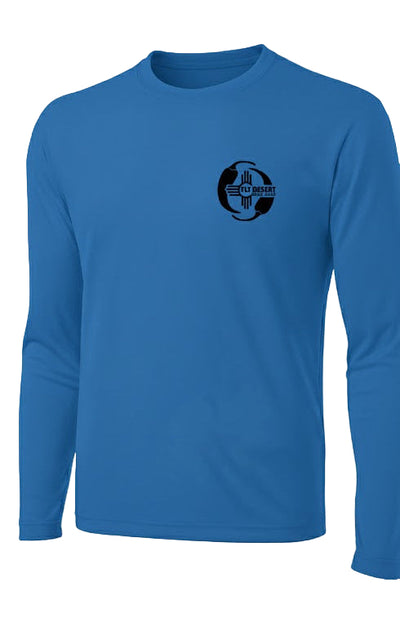FLY DESERT DISC GOLF - YIN YANG CHILE LOGO LONG SLEEVE DRY FIT (EXTRA LARGE) - BLUE